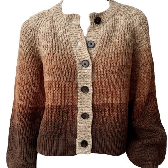 The Great. Dusk Ombré Stripe Chunky Knit Cardigan Sweater Size M - Picture 1 of 4
